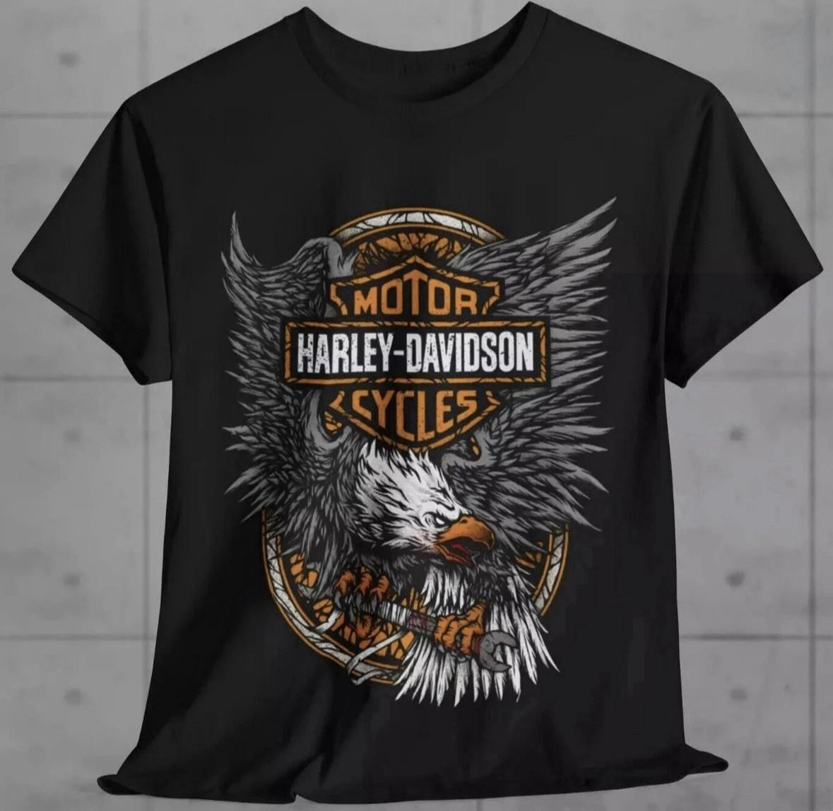 Harley-Davidson Inspiriertes Grafisches Unisex T-Shirt Adler Schädel Grafik T-Shirt S-3XL XXXL black