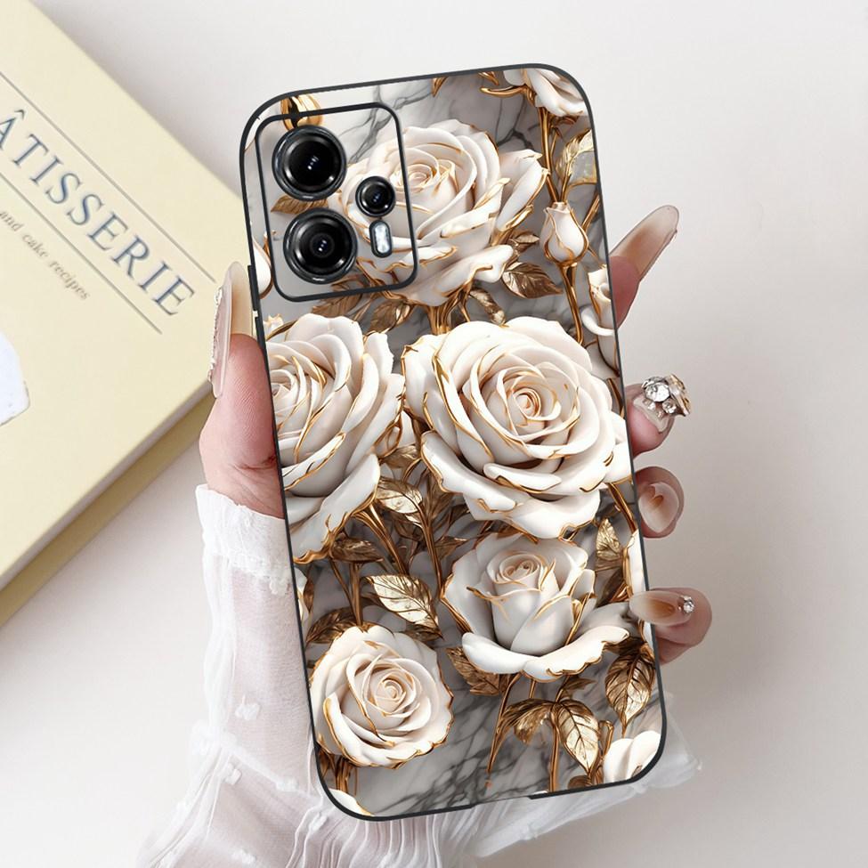 For Moto G13 G14 G15 Phone Cover For Motorola Moto G14 Case Silicone Luxury Fashion Flowers Love Cute Funny Cool Painted Bumper