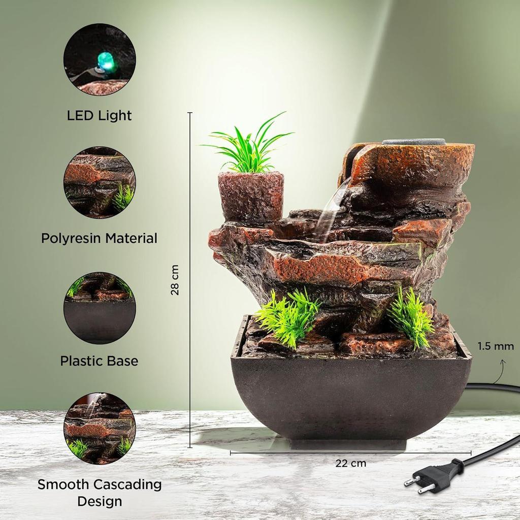 Polyresin Water Fountain for Home Decor Home Decor Items | Water Fountains for Living Room, Office, Reception