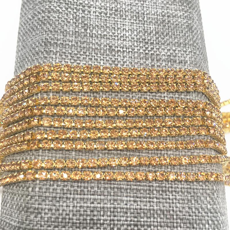 1-Row 1 yard SS6(2mm) Cystal Rhinestone Trim Close Cup Chain Claw DIY Jewelry Making