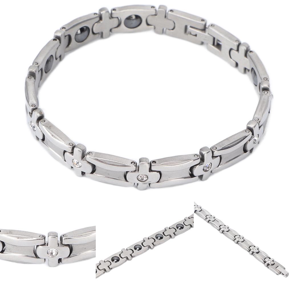 Magnetic Therapy Bracelet Titanium Steel Arthritis Pain Fatigue Relief Magnetic Bracelet Silver