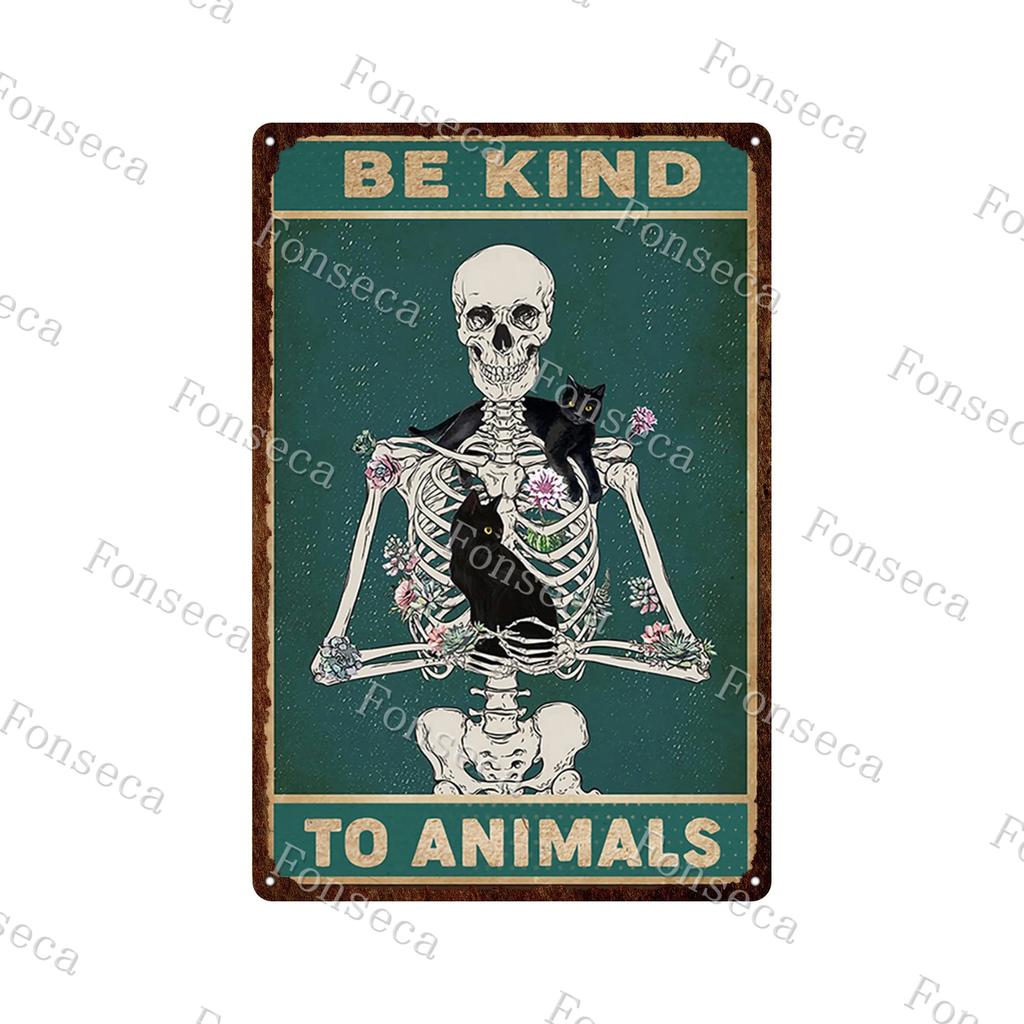 Retro Human Skeleton Tin Sign Gardening That's What I Do I Grow Stuff and I Know Things Cactus Vintage Chic Metal Poster