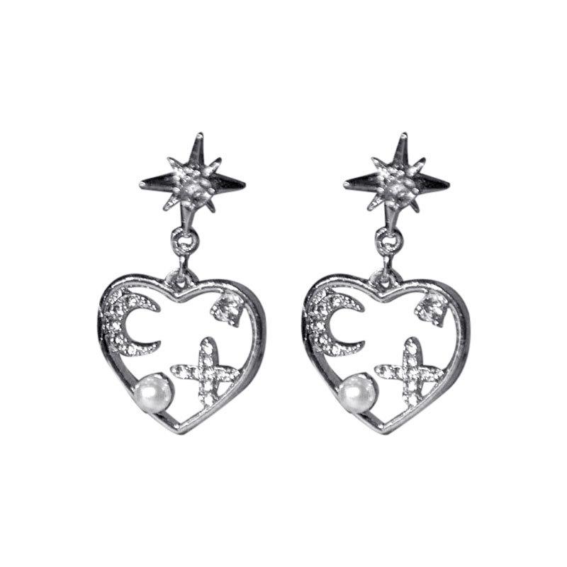 Hollow Rhinestones Love Temperament Star Personality Earrings Temperament Versatile Earrings Trendy New Women