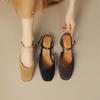 Fashion New Summer Genuine Leather Sandals Women 2025 Square Toe Sandals Low Heel Cover Toe Sandals for Women Handmade Cow Suede Shoes