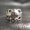 Used No. 286 925 Silver Ring Openwork Carving with Red Stone Approx. 22 Size 25.1g