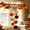 Halloween Samt Künstliche Kürbis Wandbehang Handgefertigtes Ornament Rustikaler Jute-Bogen Herbst Herbst Tür Wand Dekoration Heimdekoration