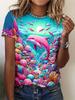 Summer New 2025 3D Digital Printing T-shirt for Women Loose Casual Round Neck Short-sleeved Animal Print T-shirt