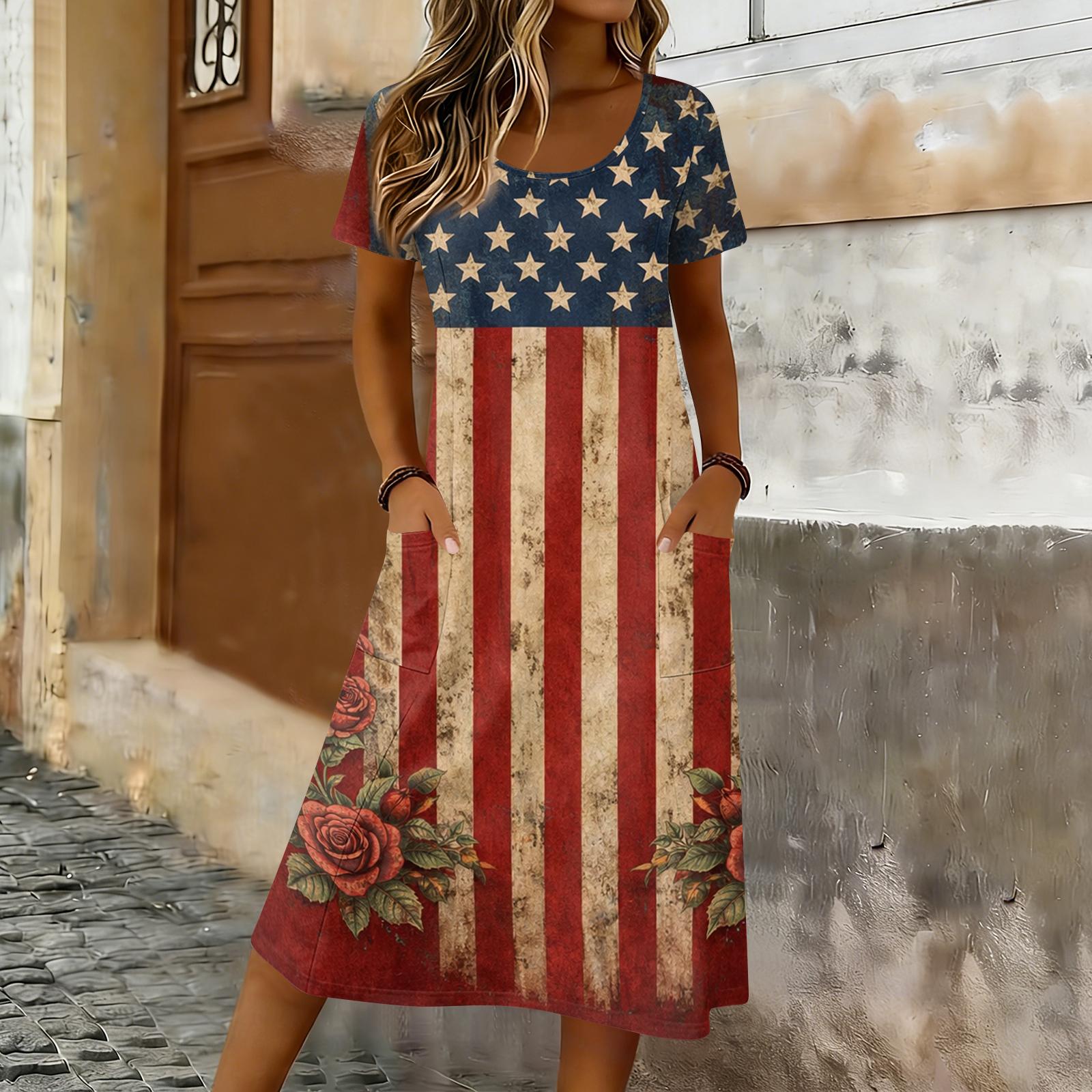 

Женское повседневное свободное платье средней длины с круглым вырезом, короткими рукавами и карманами XXL винный