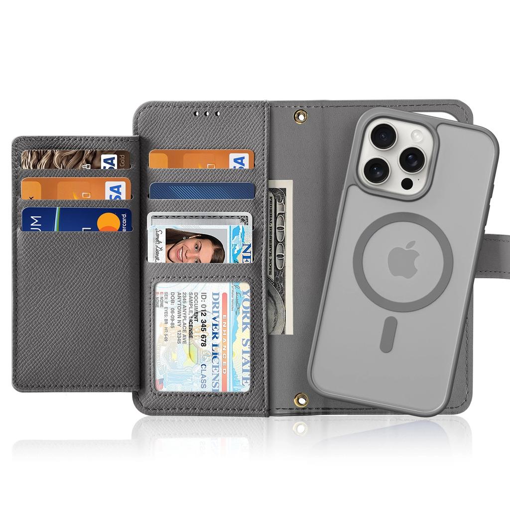Etui skórzane Dux Ducis Lawa na iPhone 15 Pro - szare