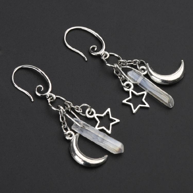 Natural Raw Quartz Crystal Point Earrings Matte Healing Gorgeous Witch Jewellery