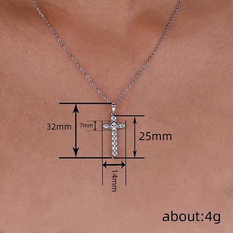 Cross Inlaid Zircon Necklace, Personalized Sweet And Cool Style Pendant Jewelry, Fashionable Temperament Is Shining And Exquisite