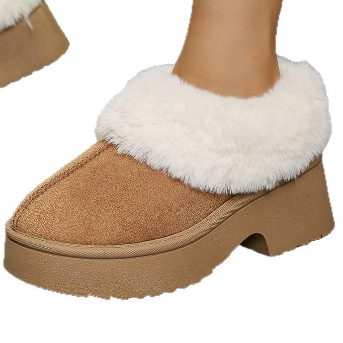 Mao Mao tofflor dam ytterkläder 2025 nya vintern staplade förtjockade snökängor tjocksulade högklackade varma bomullsskor