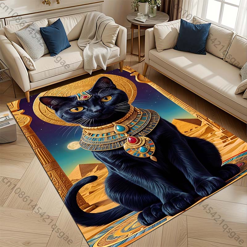 1PC Egyptian Black Cat Pattern Rug Carpets Bedroom Living Room Bathroom Mat Creative Door Mat Cloakroom Home Decor Area Rug