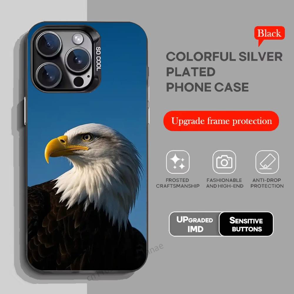 Eagle Cool Animal Phone Case For iPhone 17,16,15,14,13,12,11,Pro,Max,Plus,Mini,X,XS,XR,8,S,SE Soft Black Case