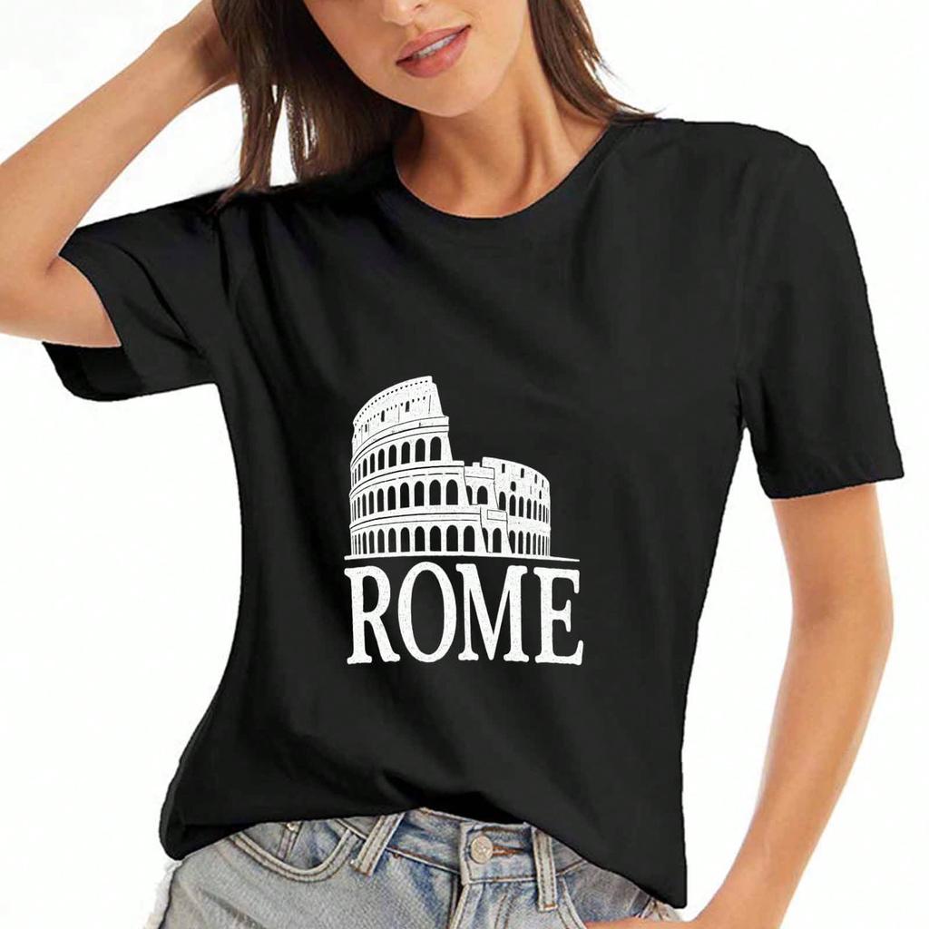Rome Colosseum Italy Cotton T Shirt, Premium Cotton Quality Print, Durable, Casual And Fashionable, Stylish Colosseum Scenic Design, Italian Travel S
