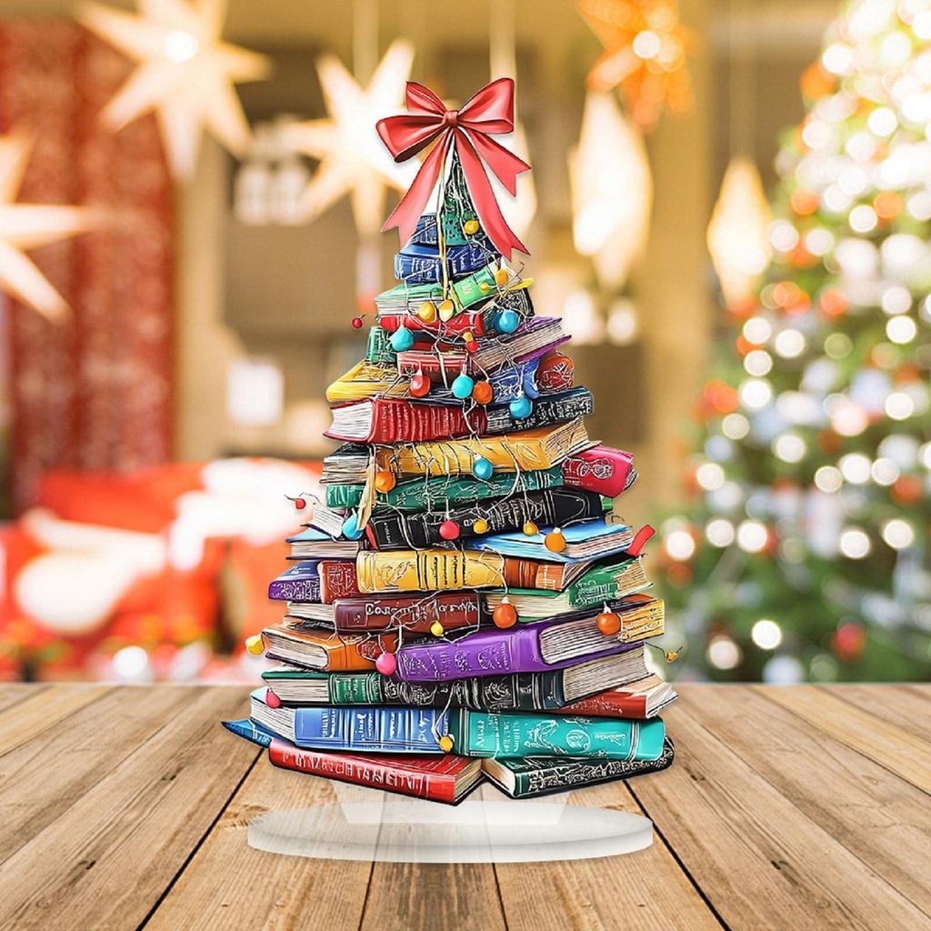 2D Creative Book Christmas Tree Acrylic Ornament