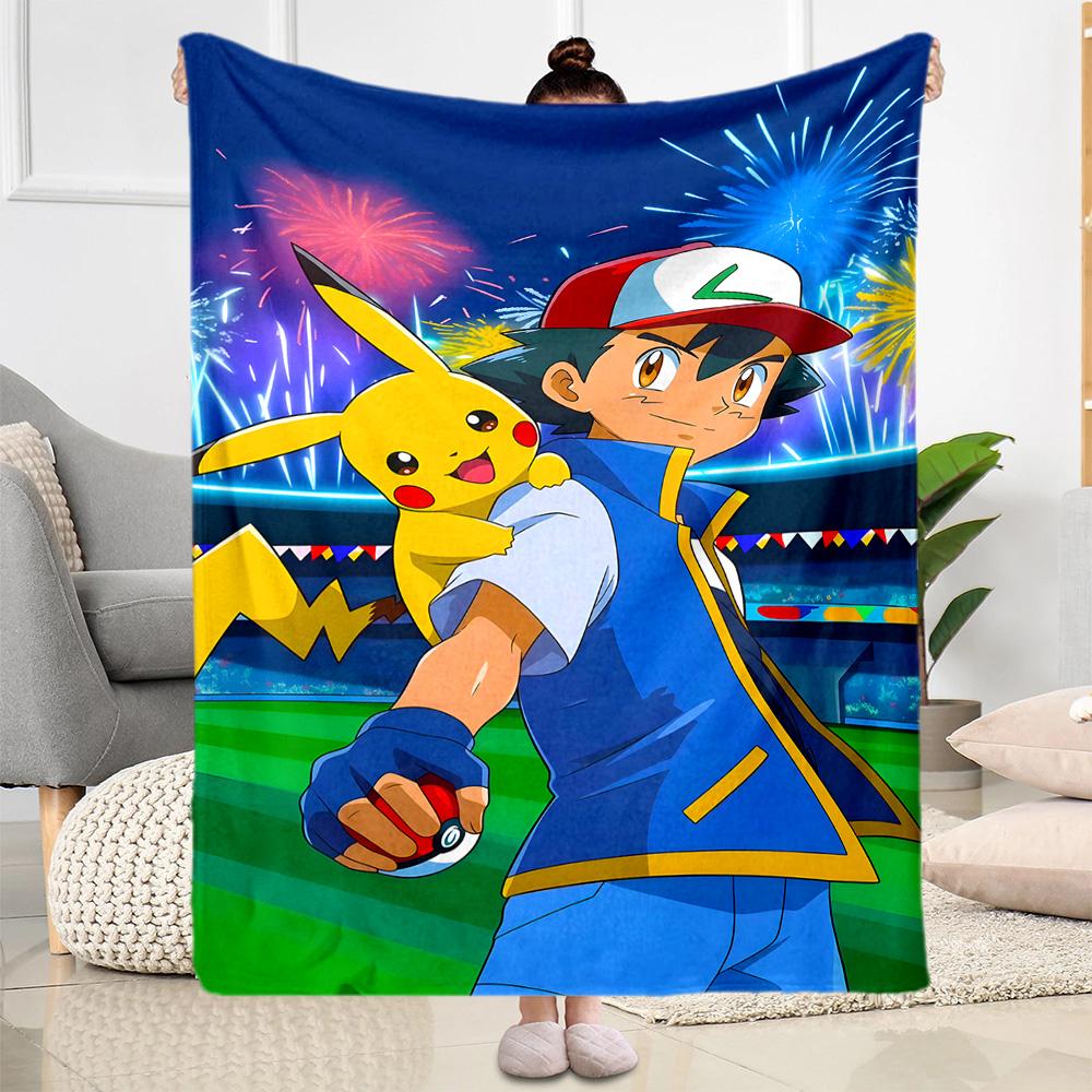 Pikachu Trainer Celebration Blanket Soft & Cozy Perfect for Office Bedding Livingroom for All Seasons Modern Unique Gift for Family and Friends Campin