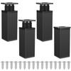 Set of 4 AIMOONSA Square Adjustable Furniture Legs 40 X 120 Mm Aluminum - Black