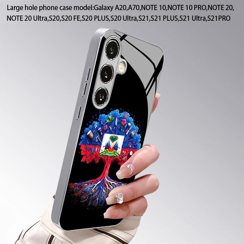 Totem Tree Pattern 2D Phone Case for Samsung S26 S25 S24 S23 S22 S21 S20 A56 A36 A16 - Electroplated Glass Protective Cover
