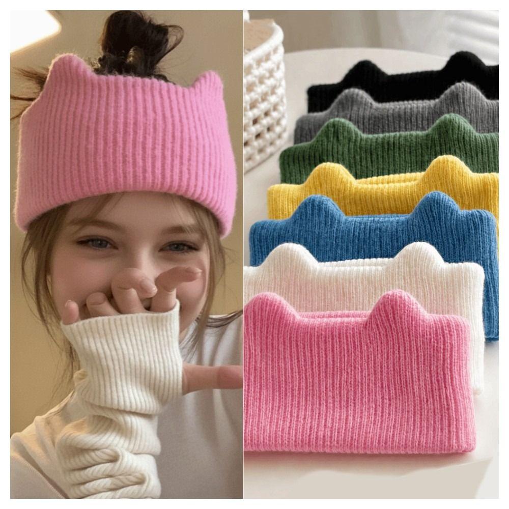 Ear Warm Cat Ears Knitted Headband Windproof Winter Elastic Headband Sweet Warm Hair Band Ladies