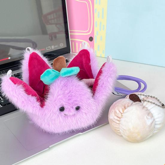 Peelable Fruit Plush Keychain 3.54-Inch Stuffed Toy for Kids Adults Cute Orange Lemon Durian Shape Interactive Stress Relief Toy Bag Backpack