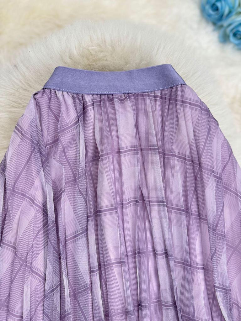 Women's European Plaid A-line Midi Skirt, Perfect for Commuting and Holidays