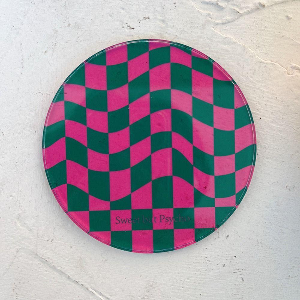 Waterproof Checkerboard Acrylic Coaster Non-Slip Drinks Placemat Durable Retro Cup Mat  Home
