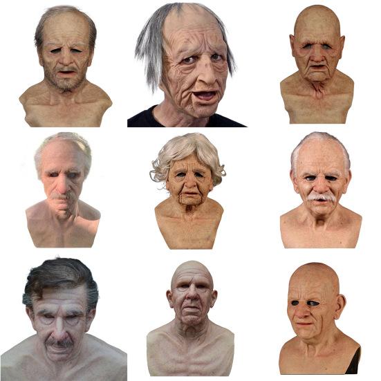 Gammal Mans Mask för Vuxna Realistisk Latex Äldre Människa Huvudtäckning med Livslika Rynkor för Halloween Maskerad Cosplay Kostymrekvisita