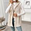 Popular Style Solid Color Plush Hooded Button Cardigan - Women's Autumn/Winter Casual Vest