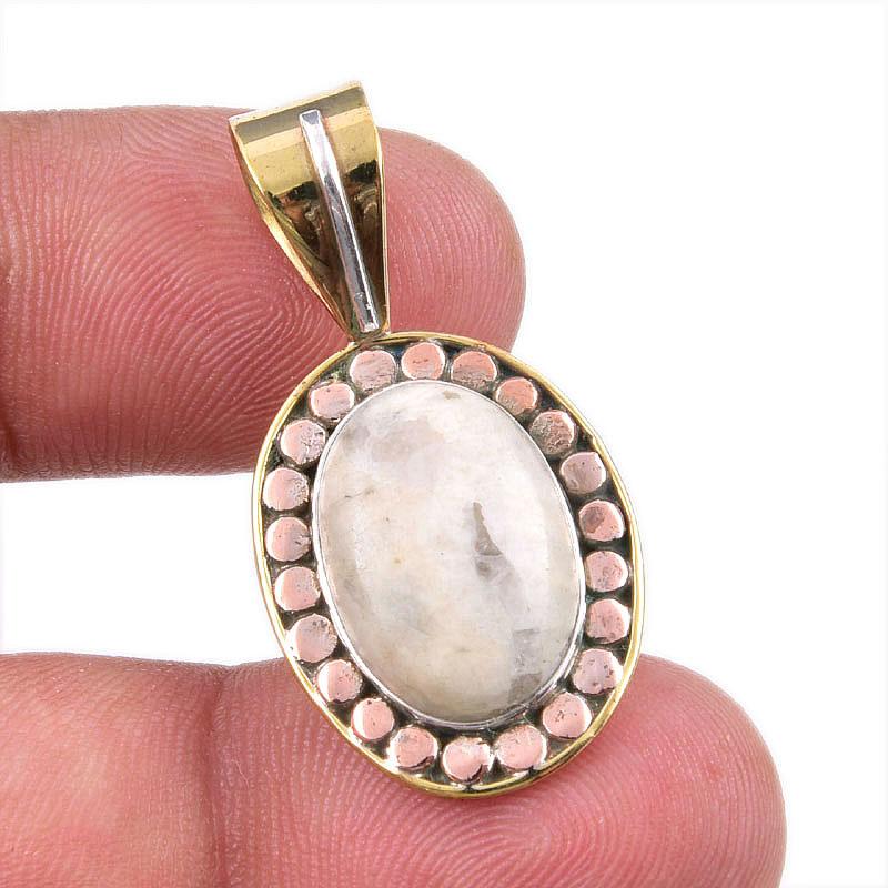 

Natural Jasper Gemstone 925 Solid Sterling Silver Two Tone Pendant 1.50 y0s69