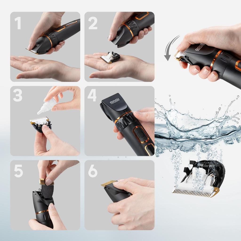 Electric Dog Clipper, Professional Grooming Kit, Pets Hair Trimmers, 3-Speed, Wireless, LED Display