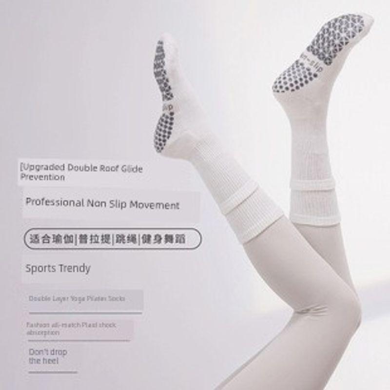 

23 New Arrival Autumn and Winter Yoga Socks Non Slip Professional Women s Knee Socks Pilates Socks Long Terry Fitness Pressure Double White free size