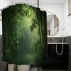 Bathroom Shower Curtain Bamboo Forest Print 3D Nature Scene With 12 Hooks Spa Wellness Decor Home Bathroom Accessory