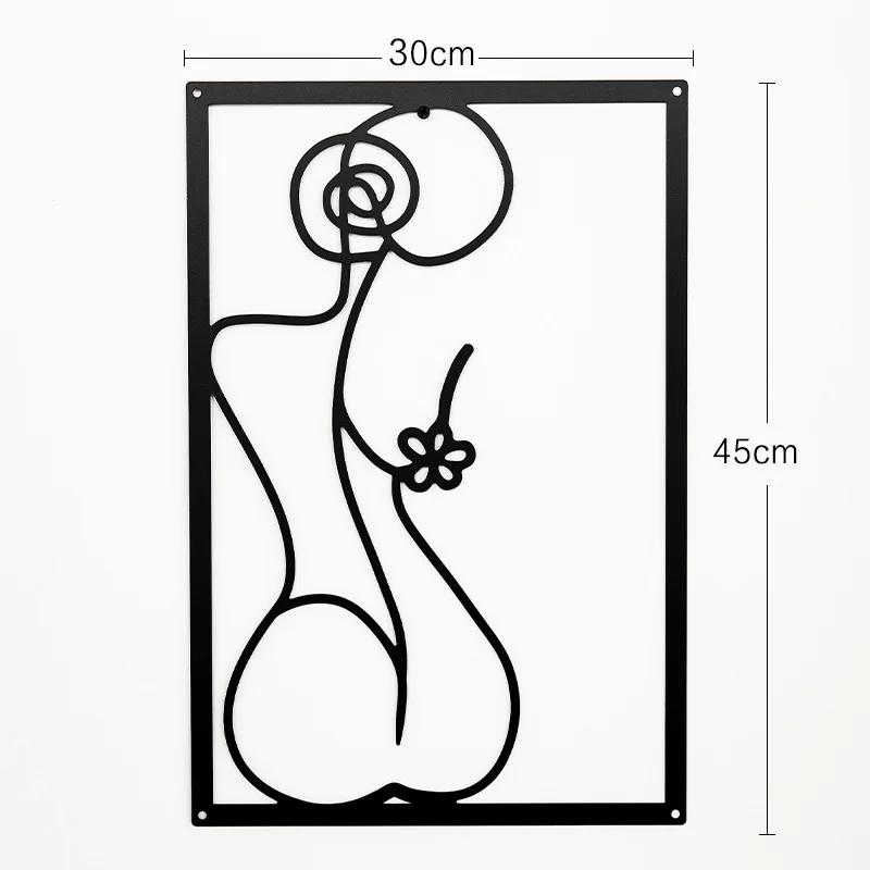 Modern Simple Abstract Female Line Decoration Background Wall Living Room Wall Decoration Hanging Painting Metal Material