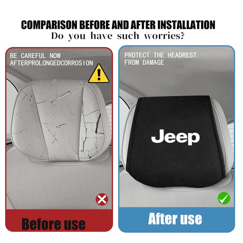 Car Headrest Pillow Cover Wear-Resistant Auto Accessories For Jeep Cherokee Wrangler JK Gladiator Compass Renegade Patriot AJW1