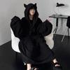 Winter Fall Little Devil Sleepwear Thickened Padded Pajamas Solid Color Homewear Loose Oversized Hooded Dresses Couple Robe One-piece Sleepwear