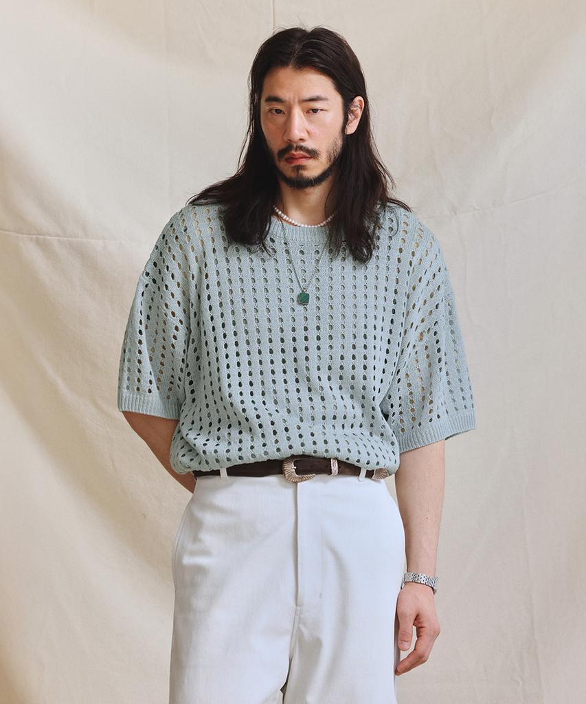 RUGGED HOUSE Linen Breeze Mesh Knit Sky Blue