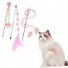 Cat Teaser Wand Set with Floral Tassel Cartoon Design, Interactive Toy for Indoor Play