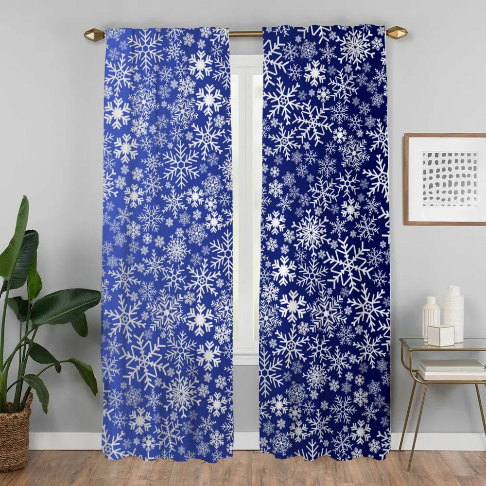 Cartoon Snowflake Partition Modern Living Room Curtains 2 Pieces Window Curtain Shades Halloween Decoration Blinds Kitchen Child