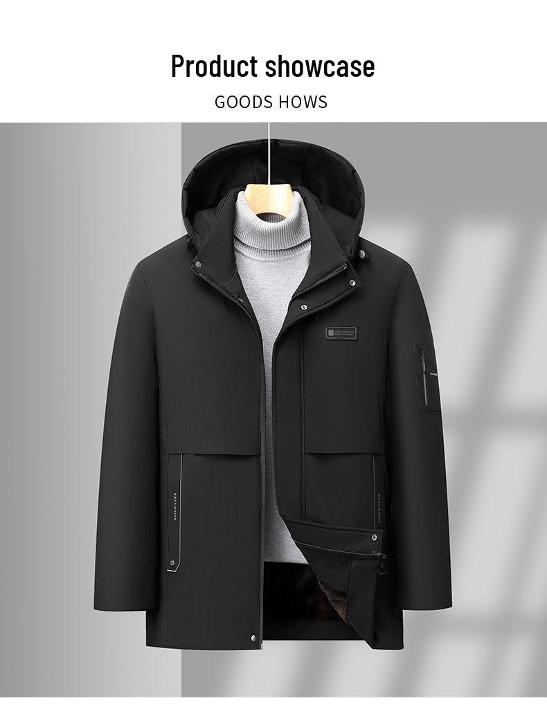 Men's Detachable Hooded Cotton Coat for Business Casual Dads