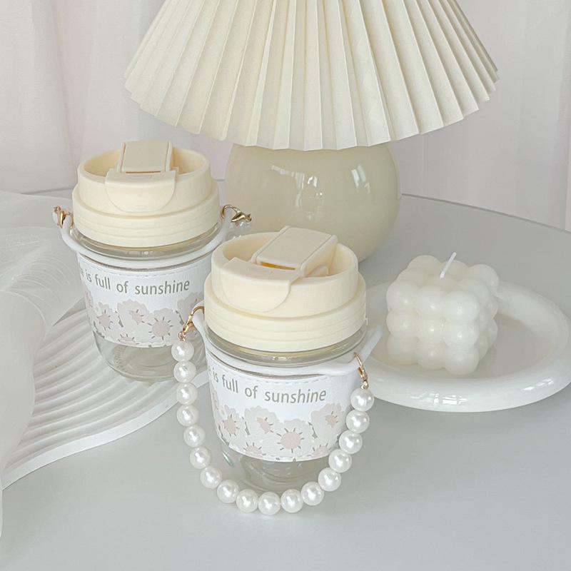 Glass Cup Pretty Cups for Coffee and Tea Drinkware Coffee Good Teaware Cute Mug Espresso Luxury Reusable Cold Iced Thermal Carry