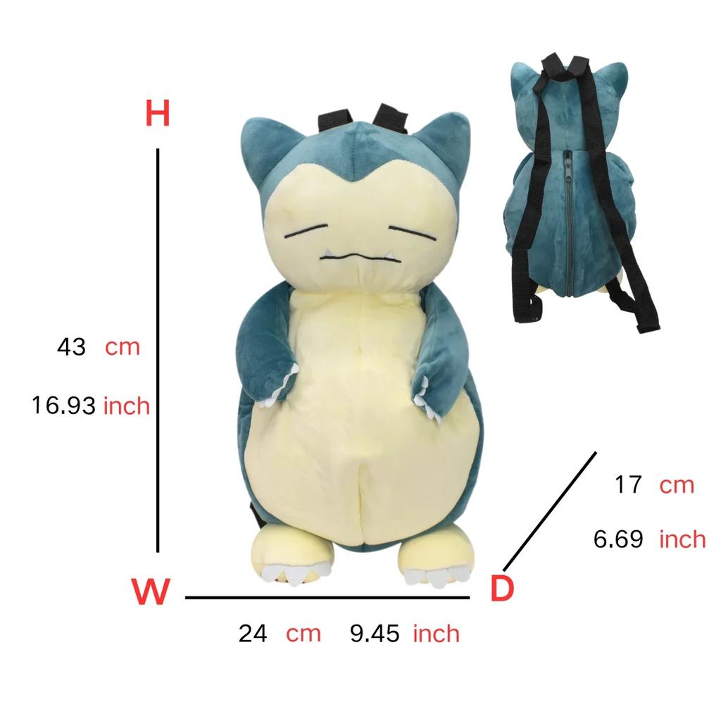 Gengar Mimikyu Eevee Snorlax Charmander Charizard Mew Rowlet Plush Backpack Stuffed Toys Shoulder Bag for Kids Gifts 12 INCH