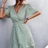 V-neck Dress Women's A-line Short Sleeved Spring Summer S-XXXL