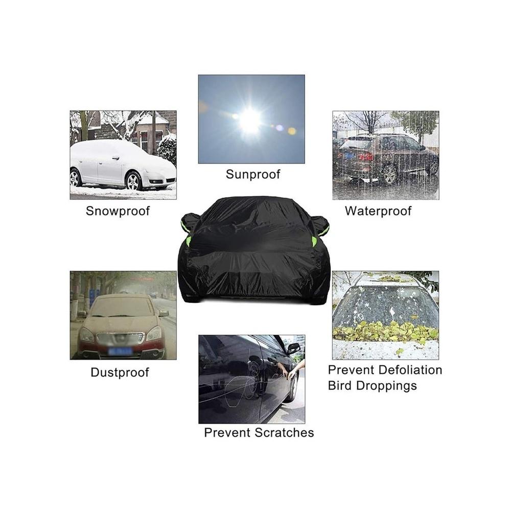 Weatherproof Car Cover Fits Sedans with Length Between 4.15M and 4.9M Black