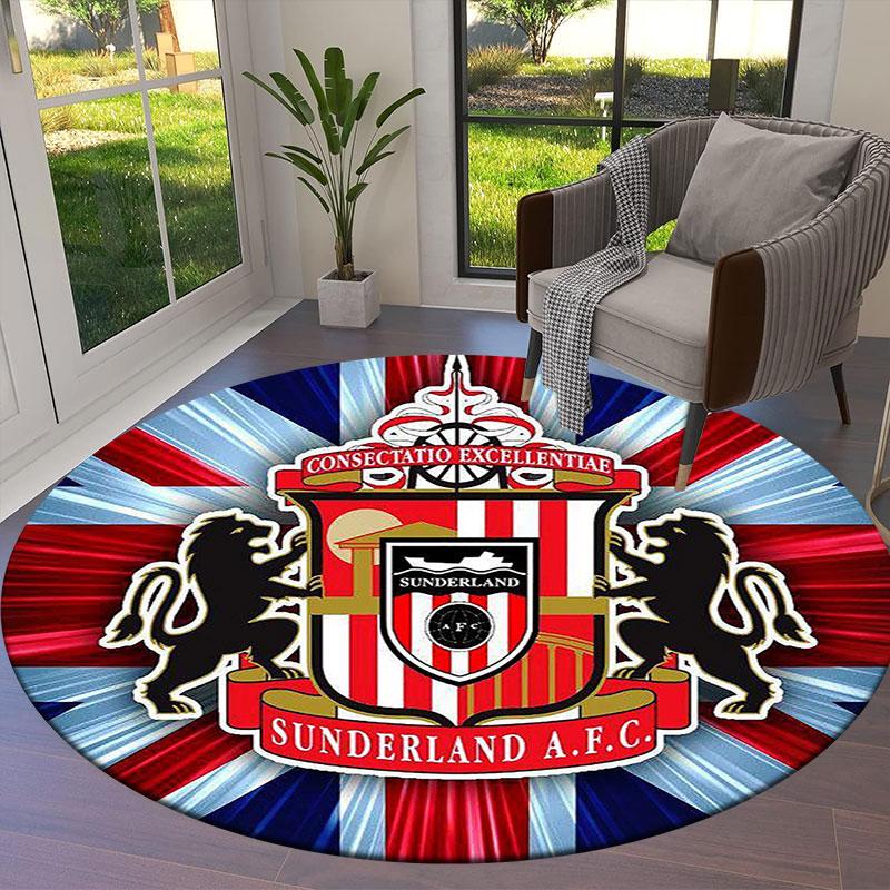 Sunderland AFC Round Area Rug,Carpet Rug for Living Room Bedroom Sofa Playroom Decor,Non-slip Floor Mat