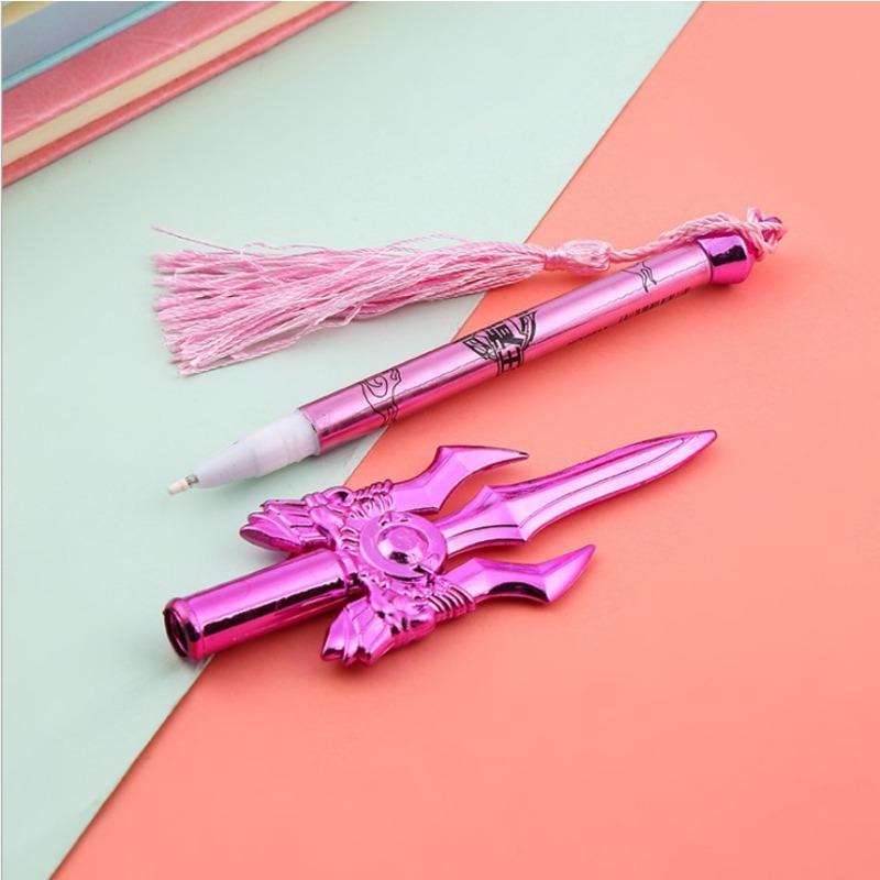 10pcs Creative Sword Neutral Pen Long Sword tassel Black Weapon Water Pen Trident shape neutral pen Office stationery neutral pen Signature
