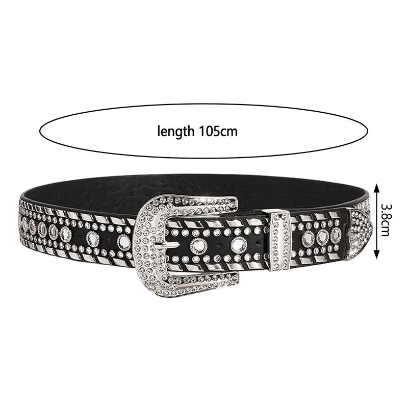 Fashion Luxury Punk Y2K Rhinestones Belt Women'S Metal Buckle Fashion Waistband Jeans Pants Decoration Spicy Girl Belt