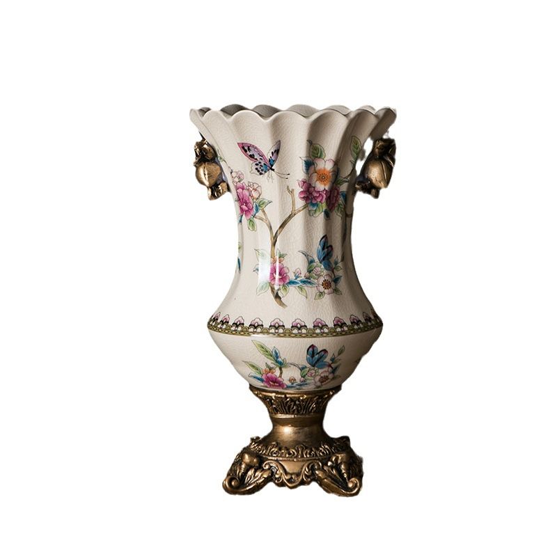 Porzellanvase Retro Blau-Weiß-Porzellan Europäische Wohnzimmerdekoration Blumenarrangement Leichter Luxus Chinesische Dekoration