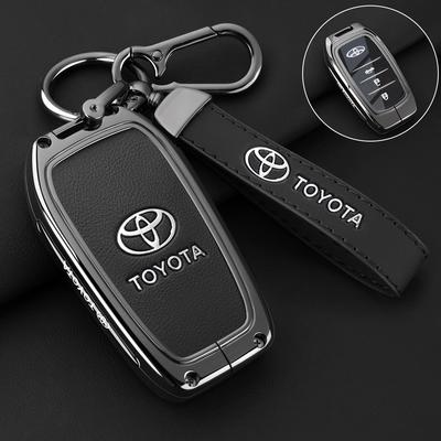 Leather Car Key Case Fob Cover For CHR Hilux Fortuner Land Cruiser 200 Camry Corolla Crown RAV4 Highland Accessories
