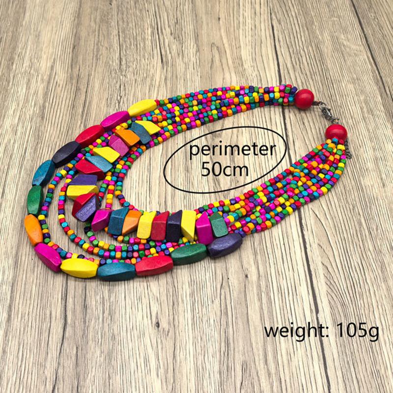 Irregular Colored Wooden Bead Necklace Hot Selling Personalized Fashion Accessory Bohemian Multilayer Wood Bead Choker Necklaces